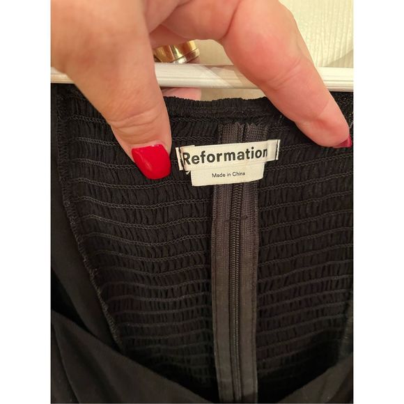 Reformation Delevan Black Smocked Sheer Puff Sleeve Top sz 2 EUC - Picture 5 of 7